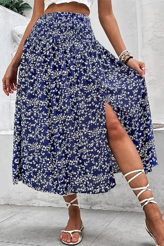 HIGH WAIST FLORAL PRINTING WOMEN SKIRT ruffled skirt detail