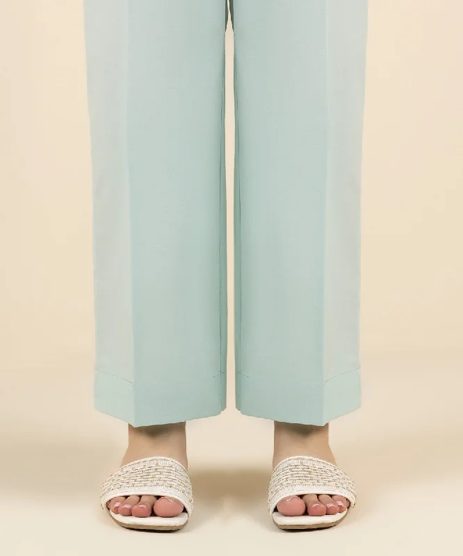 Solid Cambric Straight Pants Elegant Palazzo Trousers