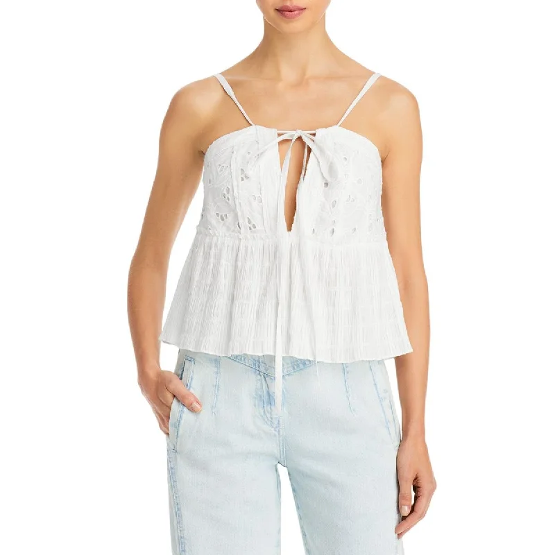 IRO Womens Eyelet Smocked Tank Top long tank top