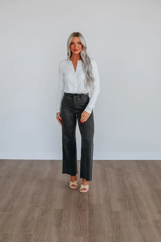 Linsley Wide Leg Pants - Washed Black Stylish Harem Pants
