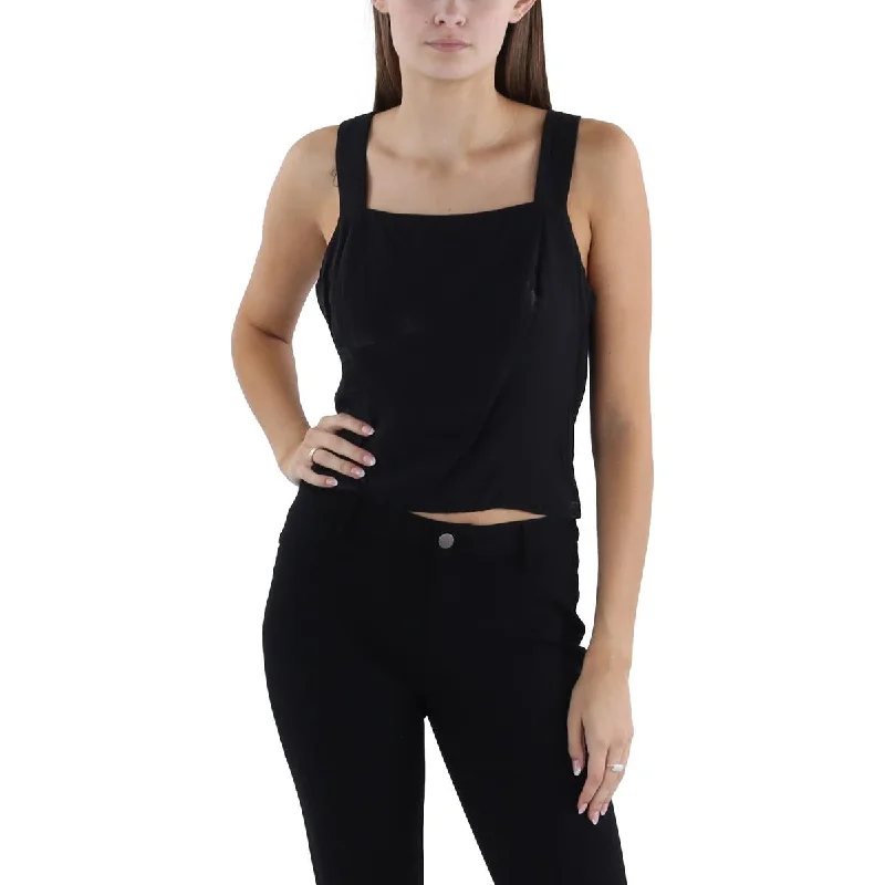 Bar III Womens Petites Smocked Square Neck Tank Top casual tank top