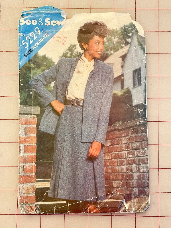 SALE 1980's See & Sew 5229 Pattern - Jacket and Skirt Lace Jacket Ribbed Jacket Sequined Jacket