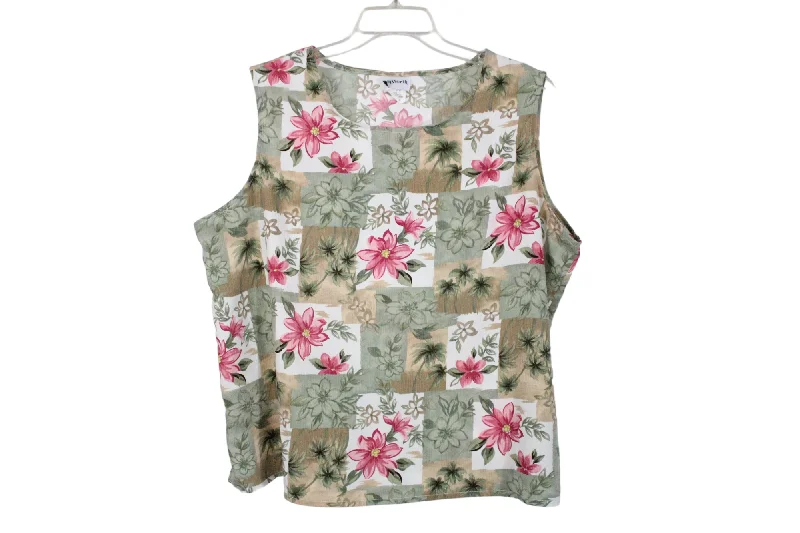 Bonworth Green Floral Tank Top | XL Petite ivory tank top