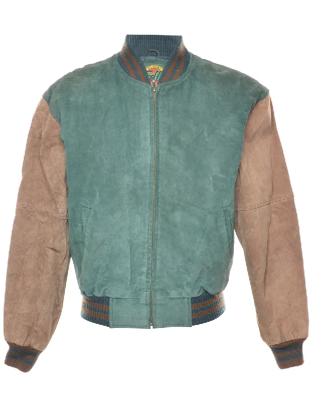Leather Contrast Panel Varsity Jacket - S Jacket Blazer Coat