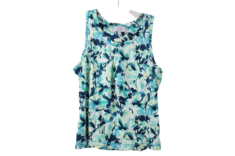 Carole Hochman Heavenly Soft Sleepwear Blue Green Tank | S Petite cutout tank top
