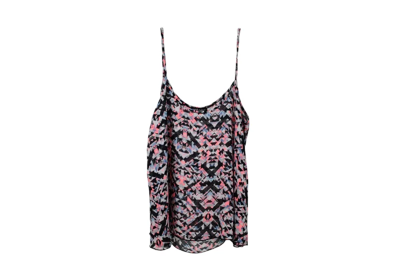 About A Girl Los Angeles Pink Black Pattern Tank | XL low neck tank