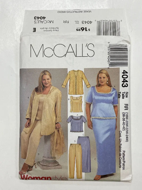 SALE 2003 McCall's 4043 Sewing Pattern - Jacket, Tops, Skirt and Pants FACTORY FOLDED Zip Front Button Front Snap Front SALE 2003 McCall's 4043 Sewing Pattern - Jacket, Tops, Skirt and Pants FACTORY FOLDED Zip Front Button Front Snap Front