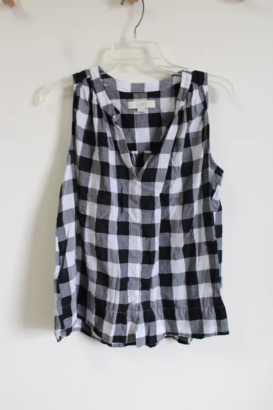 LOFT Black & White Gingham Tank | S solid color tank