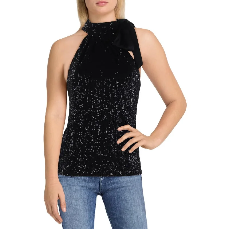 Ramy Brook Womens Paula Sequined Tie Neck Tank Top gym tank top