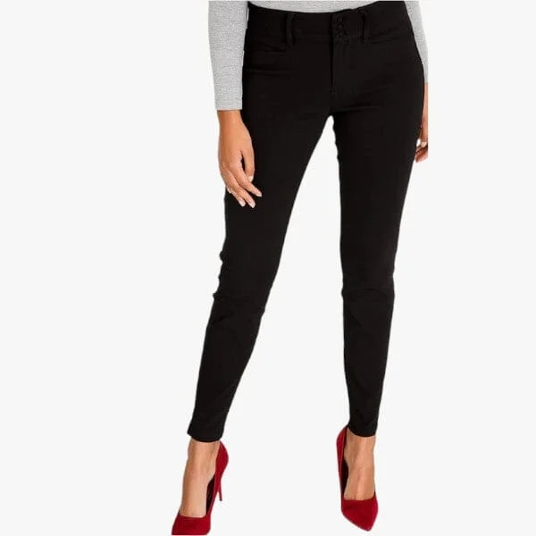 Sissy Boy Womens Eresha Mid Rise Skinny Pants Black Classic Cropped Pants