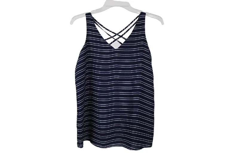 Maurices Blue Chiffon Striped Tank | XS silver tank top