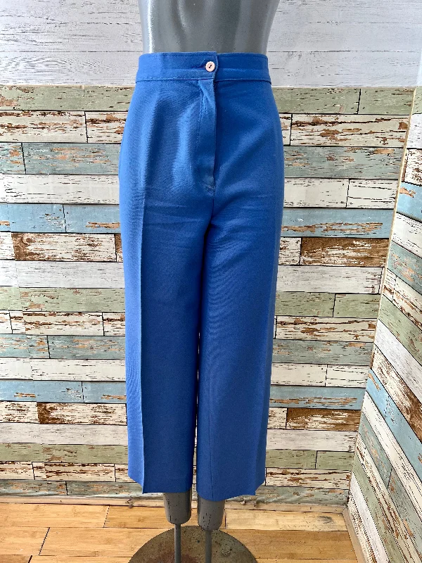 80’s Blue Zip Button Pants Chic Black Leggings