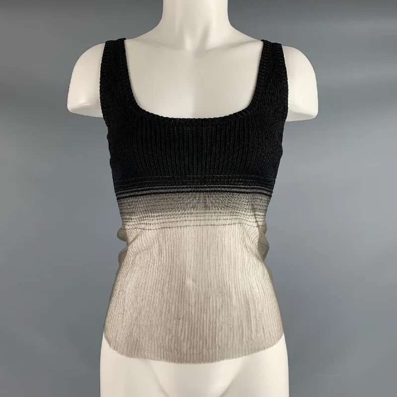 GRACE LING Size S/M Black Silver Viscose Blend See Through Tank Casual Top lightweight tank top