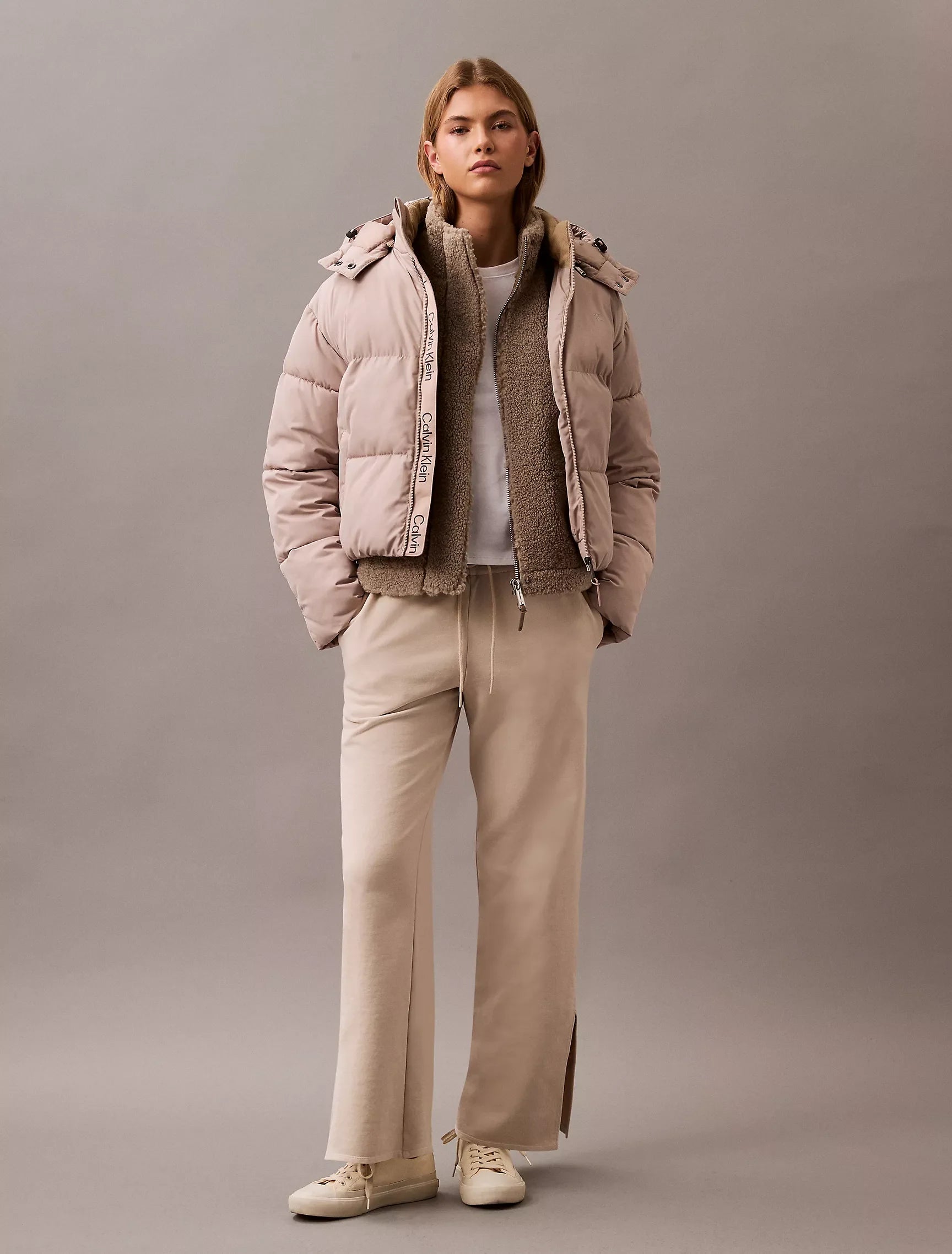 Calvin Klein Cotton Terry Pants - Women Comfortable Wide-Leg Pants