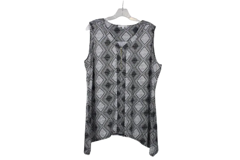 Notations Black Pattern Tank Top | L relaxed fit tank