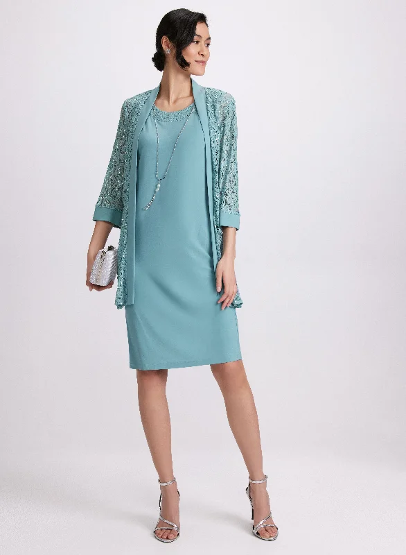 Lace Jacket & Jersey Dress Set Satin Jacket Silk Jacket Chiffon Jacket