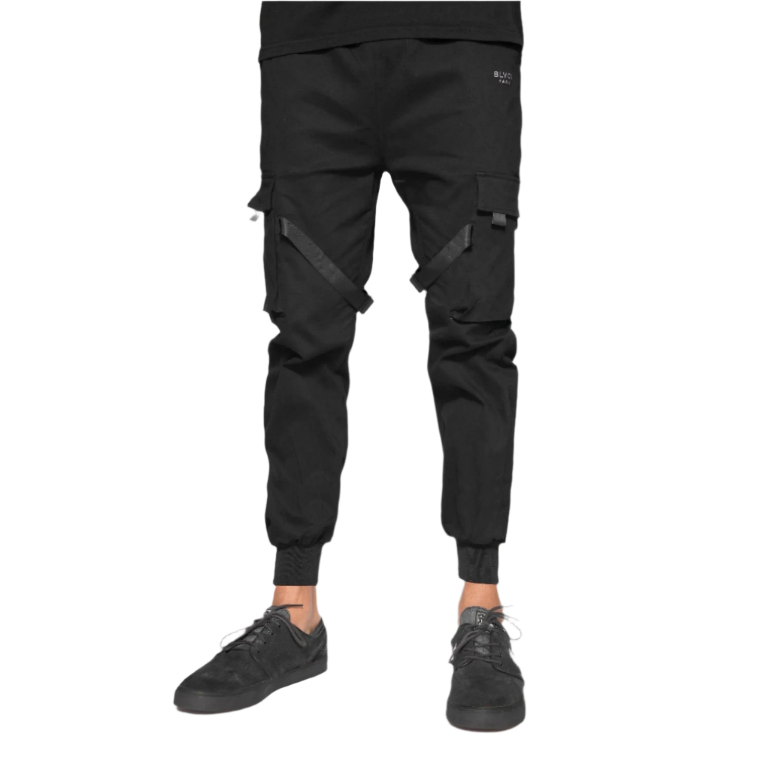 Blvck Paris - "Blvck Tokyo Pants" - Black Two Shades - Unisex High-Waist Jogger Pants