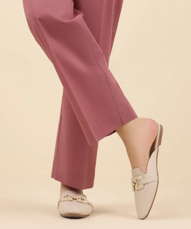 Solid Cambric Straight Pants Trendy Printed Pants