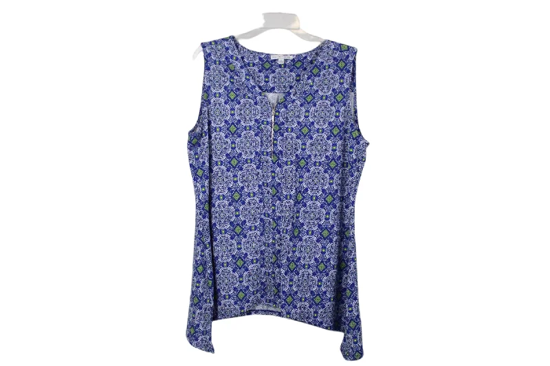 Notations Blue Pattern Tank | L flowy tank top