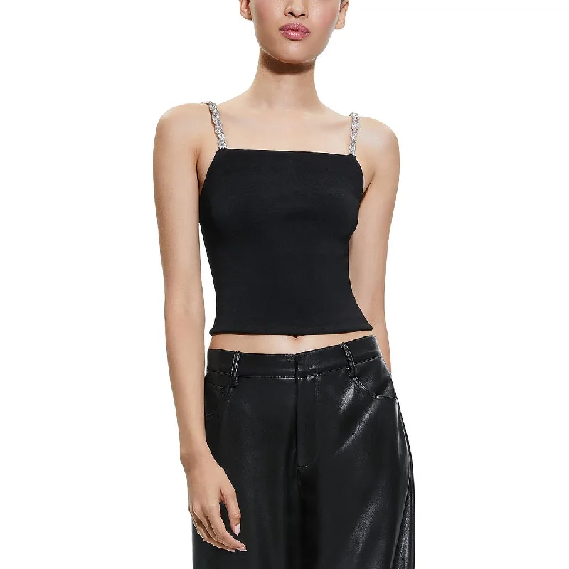 Alice and Olivia Womens Drina Embellished Sleeveless Tank Top turquoise tank top