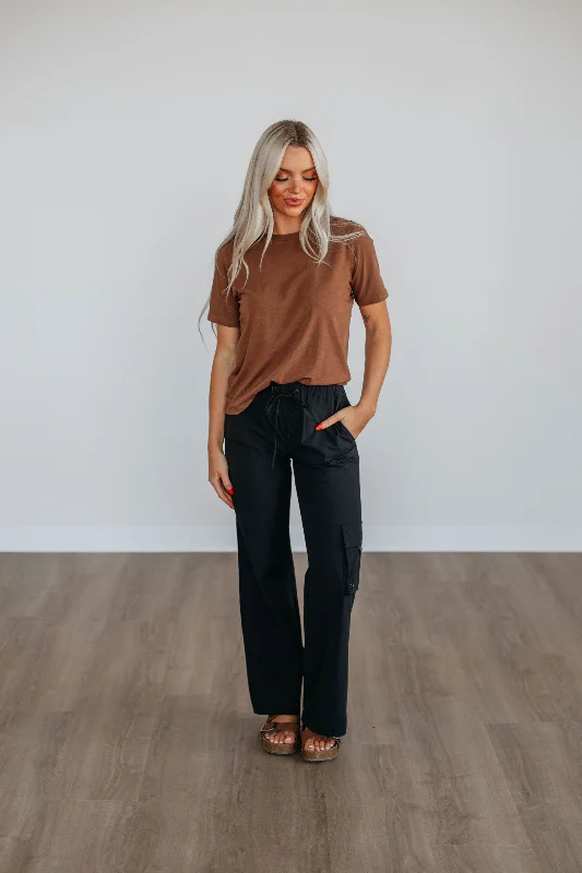 Hyde Cargo Pants - Black Cozy Knit Pants