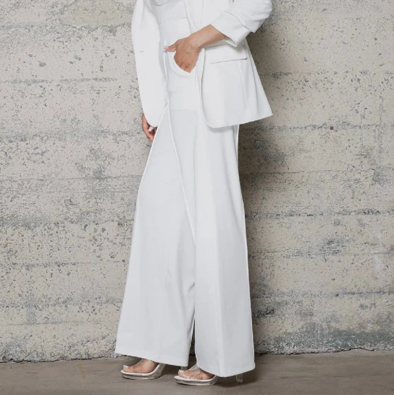 Heavy Knit White Straight Pants Casual Plaid Pants