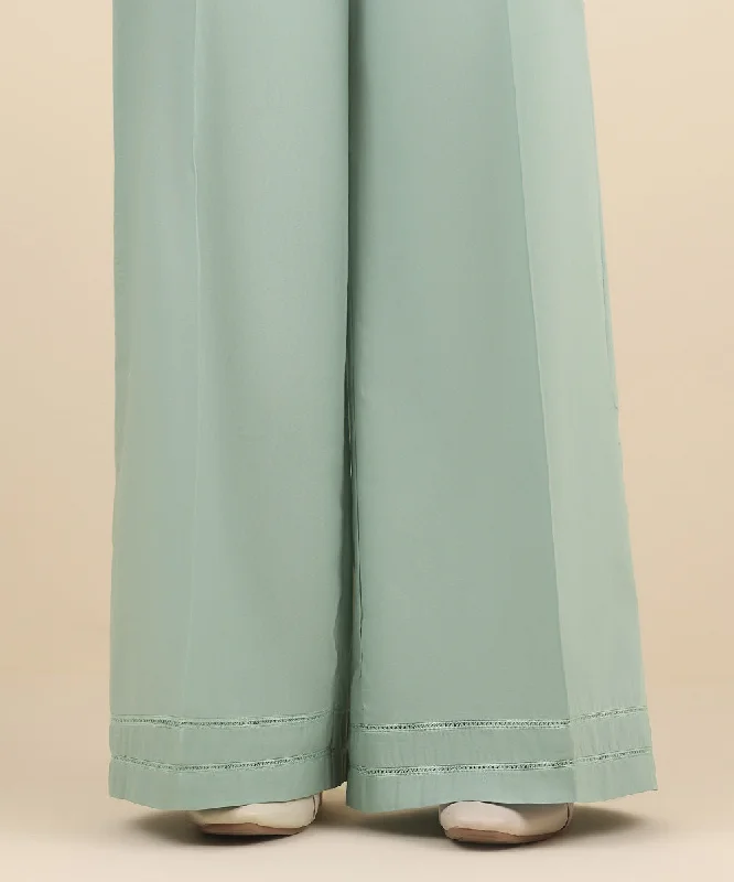 Solid Cambric Flared Pants Lightweight Linen Pants