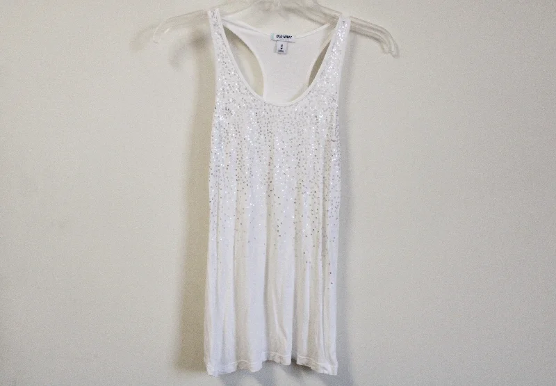 Old Navy White Sequined Tank | XS halter tank top