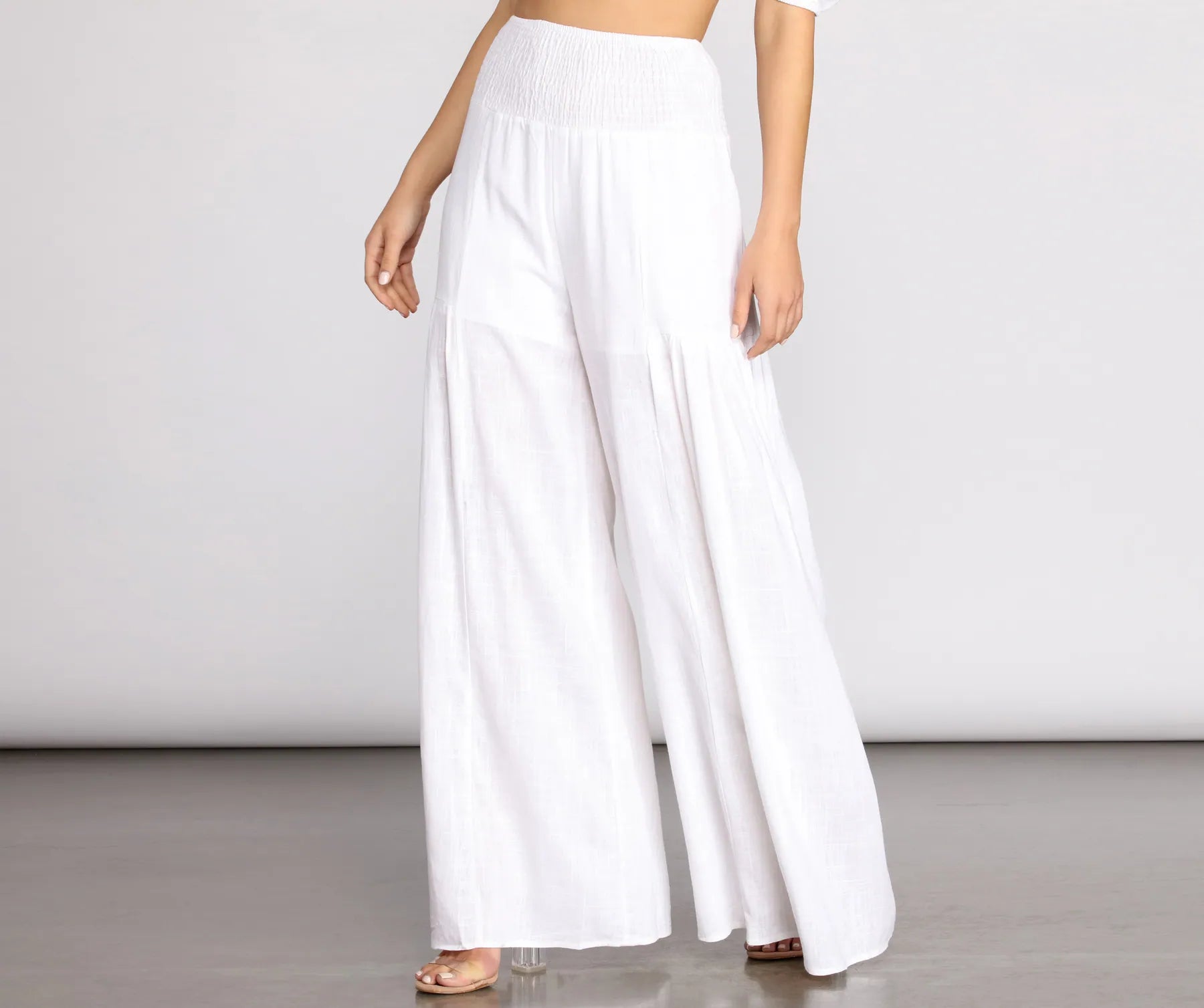 Time Off Linen High Waist Wide Leg Pants Cozy Fitted Pants