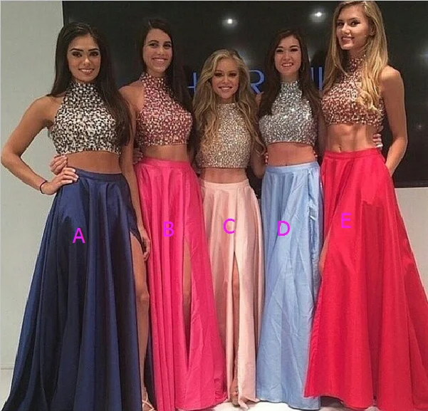 Two Pieces Prom Dress, Evening Gown, Graduation School Party Dress, Winter Formal Dress Crew Neckline Casual Two Pieces Prom Dress, Evening Gown, Graduation School Party Dress, Winter Formal Dress Crew Neckline Casual