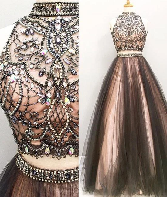 Two Pieces Prom Dress , Evening Gown, Graduation School Party Dress, Winter Formal Dress, Crew Neckline Casual Two Pieces Prom Dress , Evening Gown, Graduation School Party Dress, Winter Formal Dress, Crew Neckline Casual