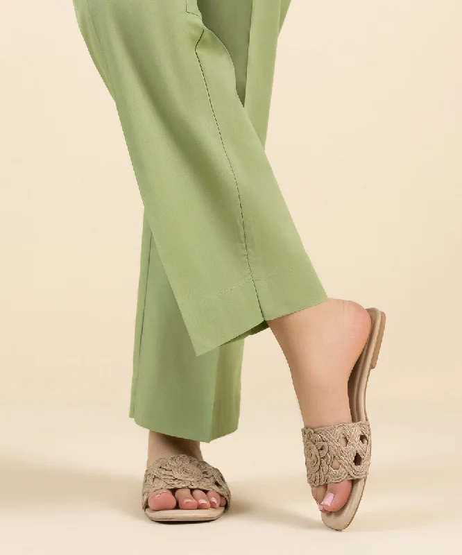 Solid Cambric Straight Pants Elegant Trouser Pants