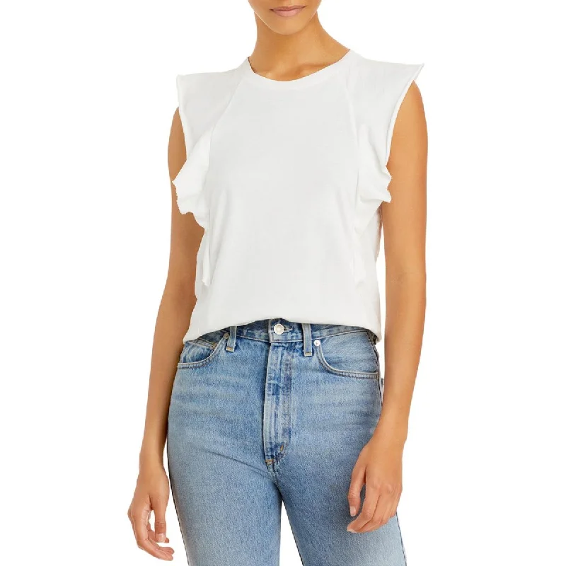 FRAME Womens Summer Crew Neck Raw Hem Tank Top crew neck tank