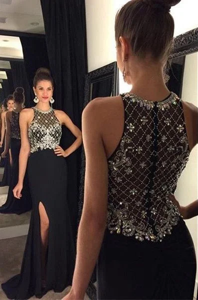 Black Prom Dress Slit Skirt, Evening Gown, Graduation School Party Dress, Winter Formal Dress Shift Classic Vintage Black Prom Dress Slit Skirt, Evening Gown, Graduation School Party Dress, Winter Formal Dress Shift Classic Vintage