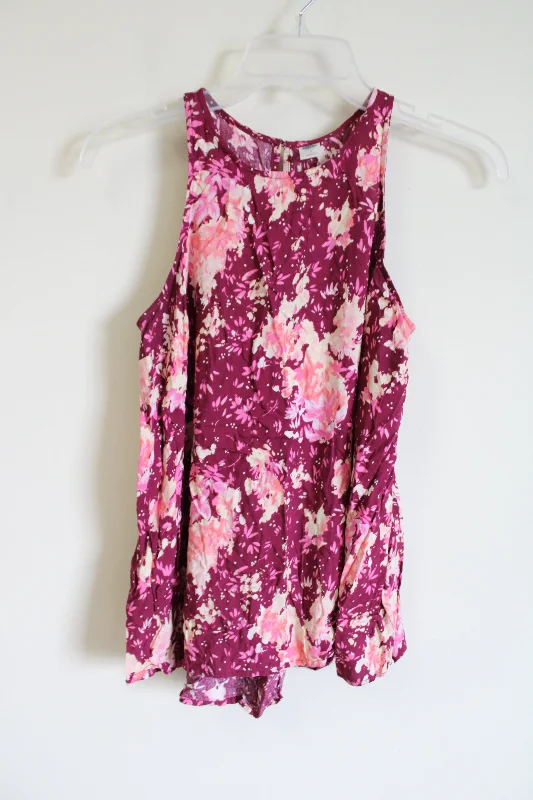 Old Navy Pink Floral Tank | S glitter tank top