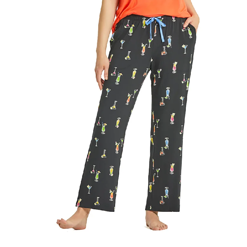 LIfe Is Good Cocktail Pattern Womens Pajama Pant Chic Slim Fit Pants