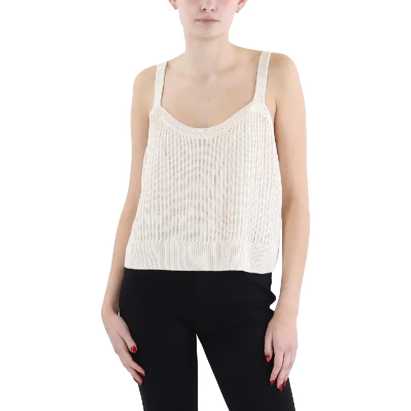 Lauren Ralph Lauren Womens Textured Linen Tank Top lemon yellow tank