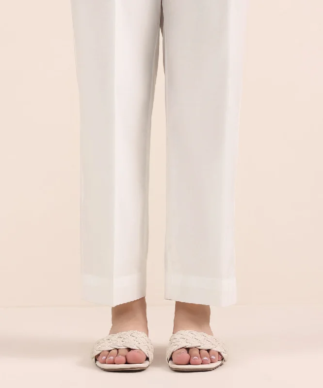 Solid Cambric Straight Pants Formal Slim Pants