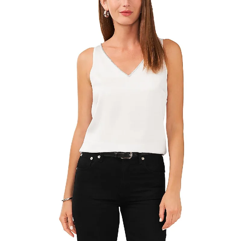 Vince Camuto Womens Rhinestone V Neck Tank Top coral tank top