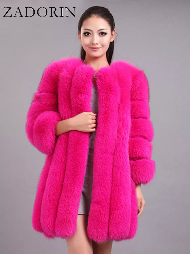 ZADORIN S-4XL Winter Luxury Faux Fox Fur Coat Slim Long Pink Red Blue Faux Fur Jacket Women Fake Fur Coats Manteau Fourrure Trench Coat Raincoat Waterproof Jacket ZADORIN S-4XL Winter Luxury Faux Fox Fur Coat Slim Long Pink Red Blue Faux Fur Jacket Women Fake Fur Coats Manteau Fourrure Trench Coat Raincoat Waterproof Jacket
