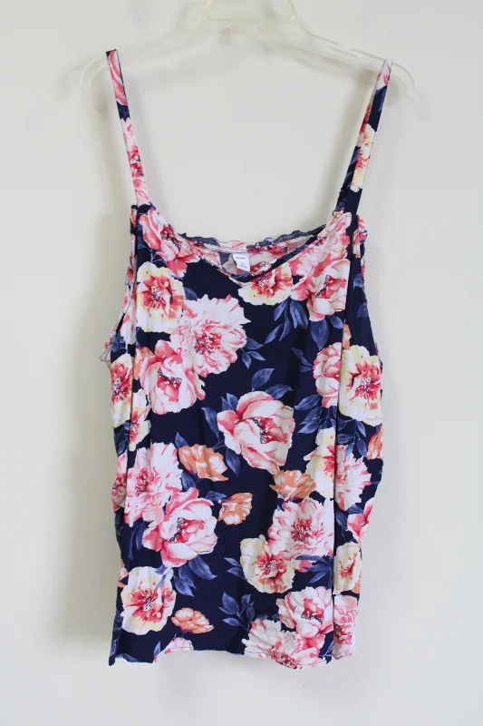 Old Navy Blue Floral Rayon Tank | 4X cutout tank top