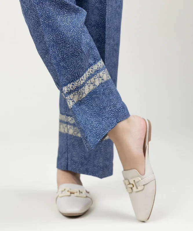 Printed Linen Straight Pants Fashionable Tapered Leg Pants