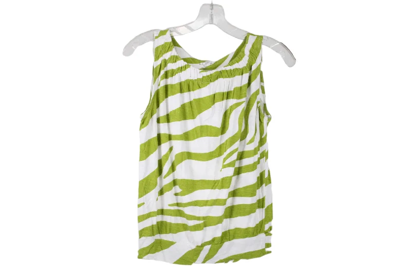 Ann Taylor LOFT Green White Tank | XS Petite flexible tank top