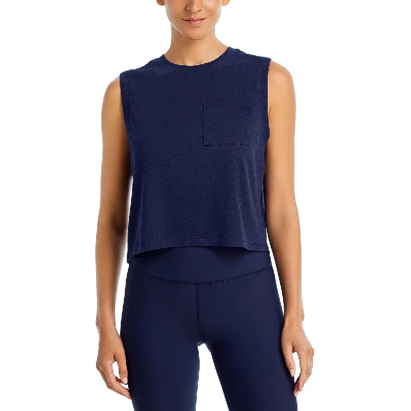 Aqua Womens Muscle Pocket Tank Top soft pink tank