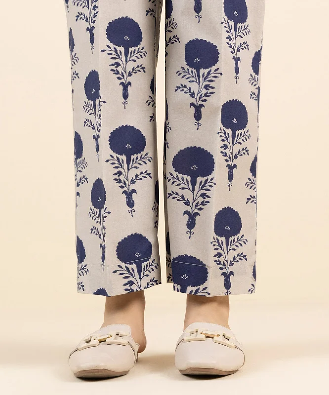 Printed Cambric Straight Pants Relaxed Fit Trousers