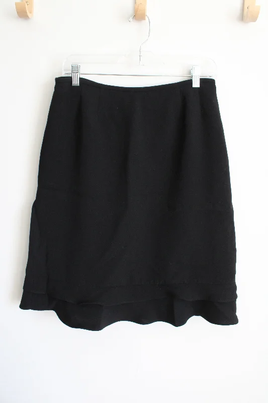 Kasper Black Ruffle Bottom Skirt | 8 Petite velvet skirt luxury