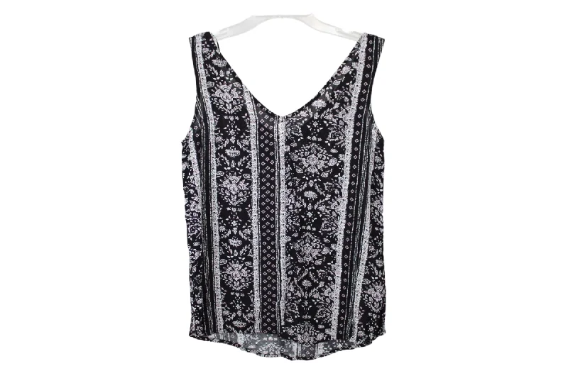 SO Black Patterned Tank | XS modal blend tank