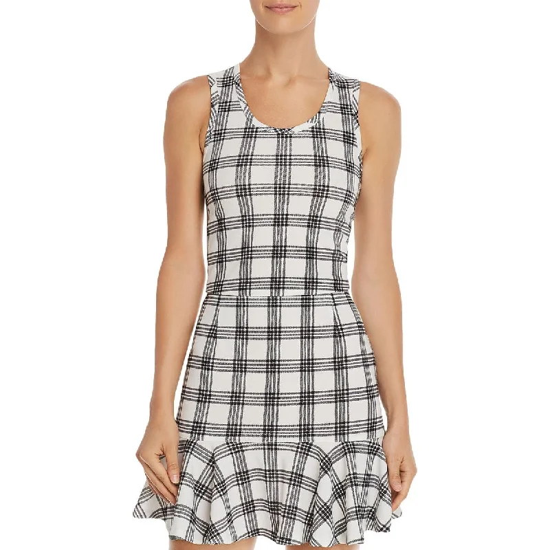 Aqua Womens Plaid Racerback Tank Top teal tank top
