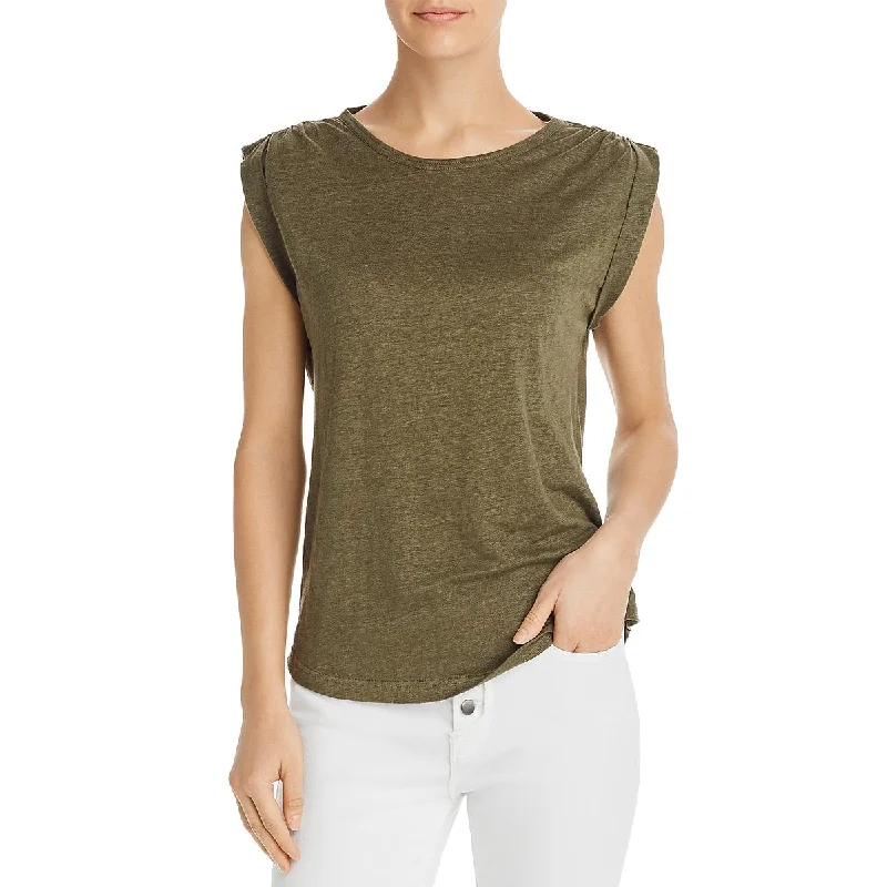 FRAME Womens Linen Muscle Tank Top floral tank top