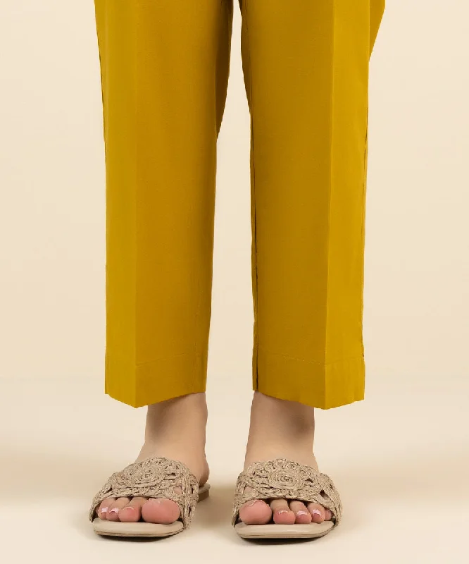 Solid Cambric Straight Pants Casual Drawstring Pants